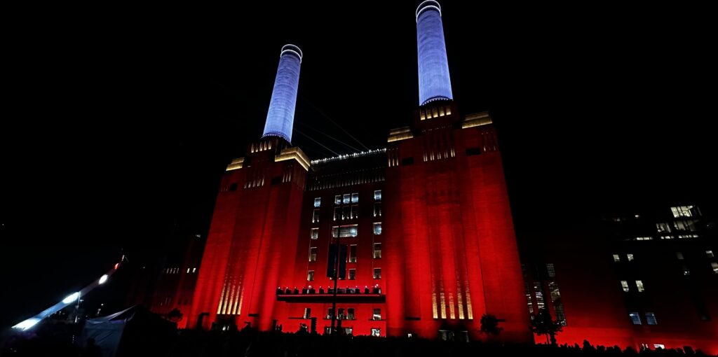 The Battersea Power Station in the evening today